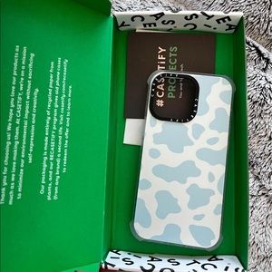 Blue and white cow case